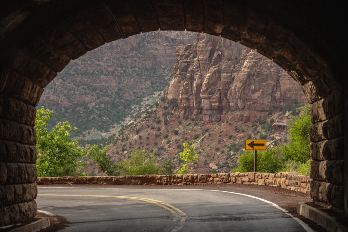 Zion - Mt Carmel Tunnel exit from the east into the park. 