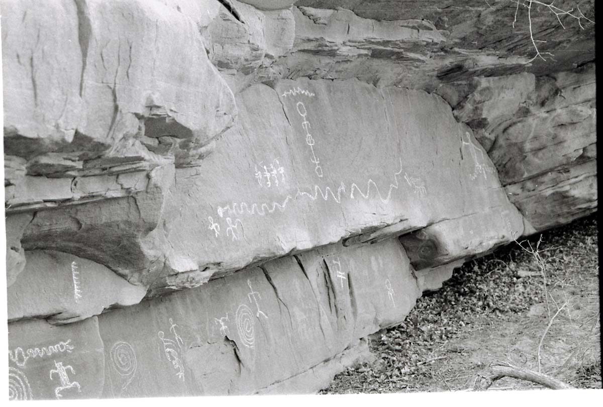 Petroglyphs in Zion National Park Black and White
